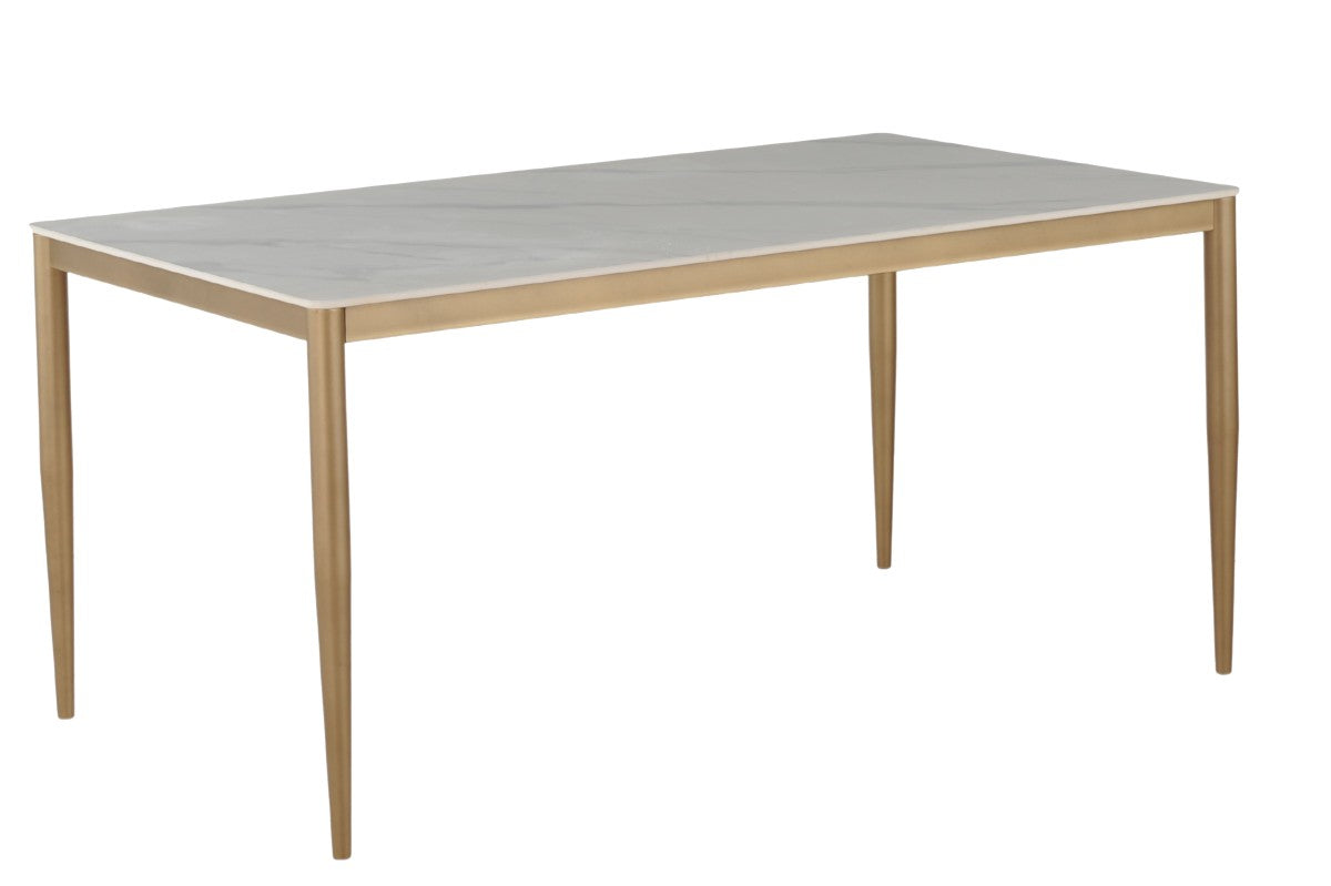 Ceramic Dining Table – White/Gold