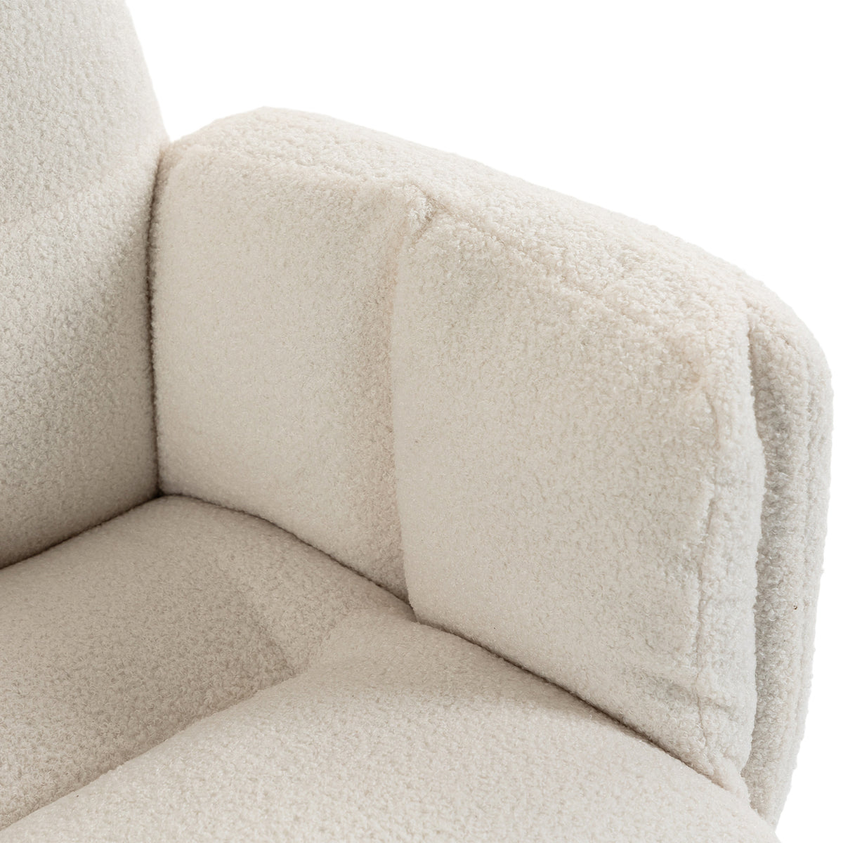 Office Chair, Teddy Fleece Executive Computer Desk Chair with Foldable Armrests, Cream White
