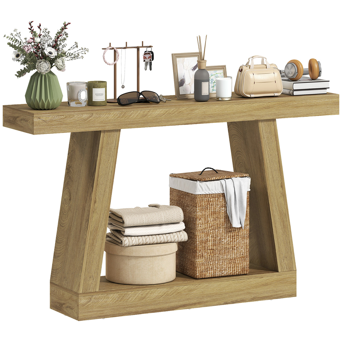 55" Farmhouse 2-Tier Console Table