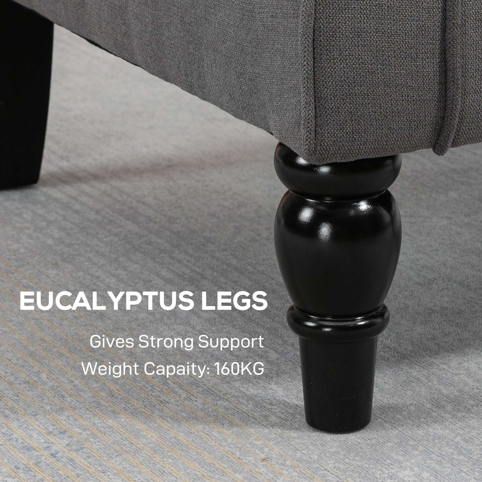 Elegant HOMCOM Fabric Accent Chair with Tufted Back, Wood Legs, Charcoal Grey