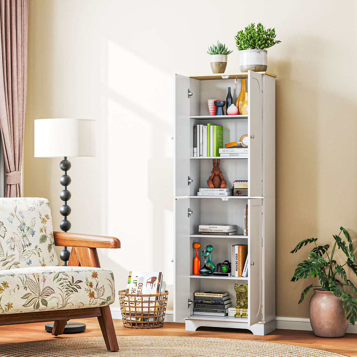 Kitchen Pantry Cabinet with Adjustable Shelves – 24"W x 72"H