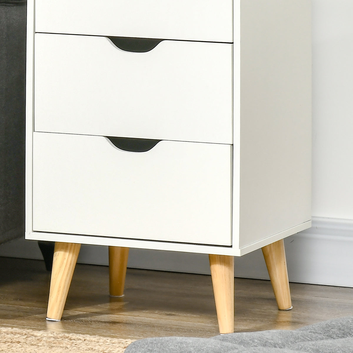 3-Drawer Nightstand with Wood Legs – 16"W x 27"H