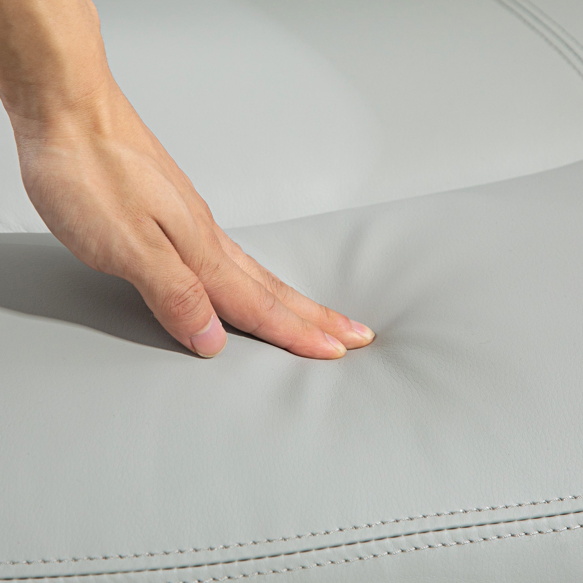 HOMCOM Light Grey PU Leather Massage Recliner Chair with Swivel Base