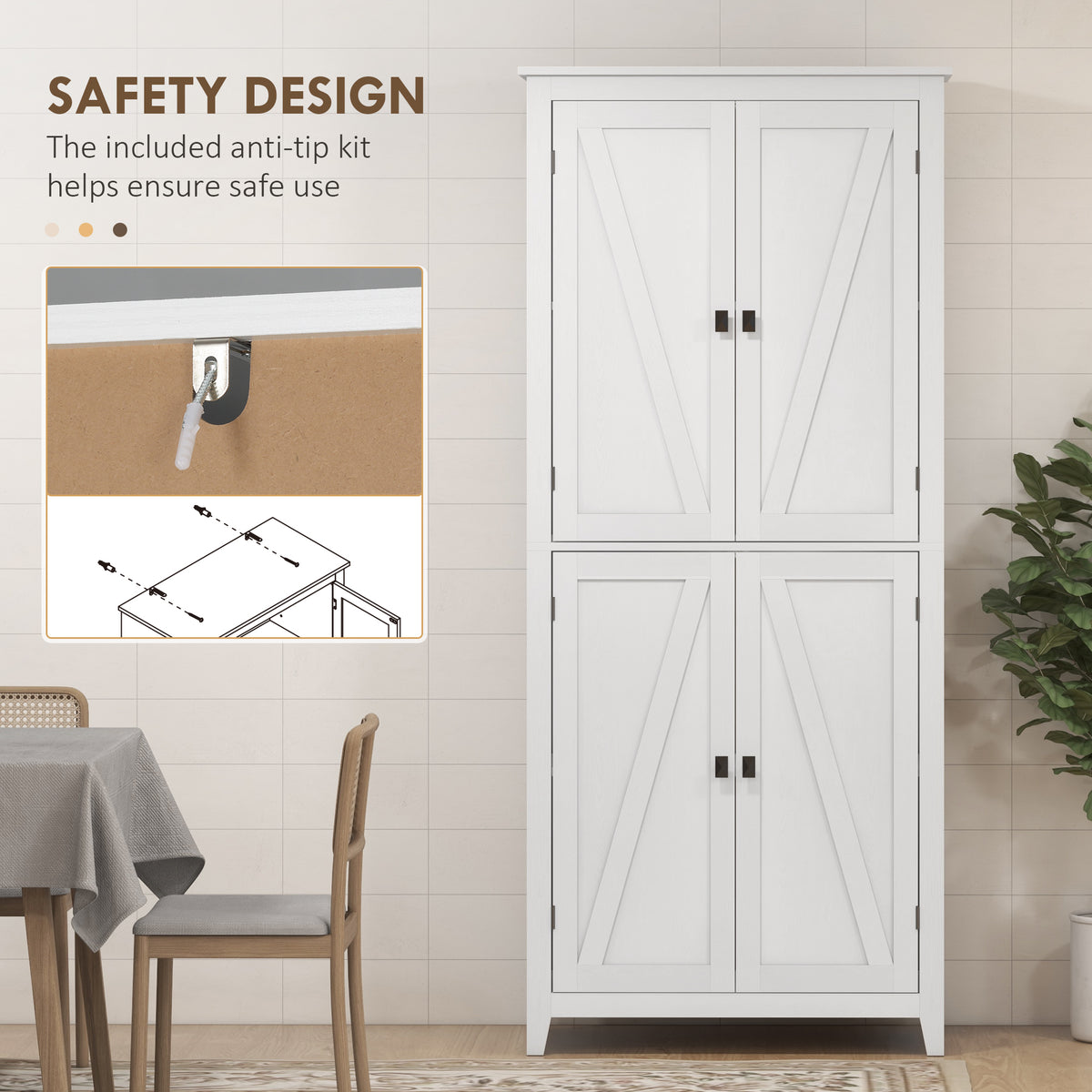 Kitchen Pantry Cabinet with Doors and Shelves – 32"W x 72"H