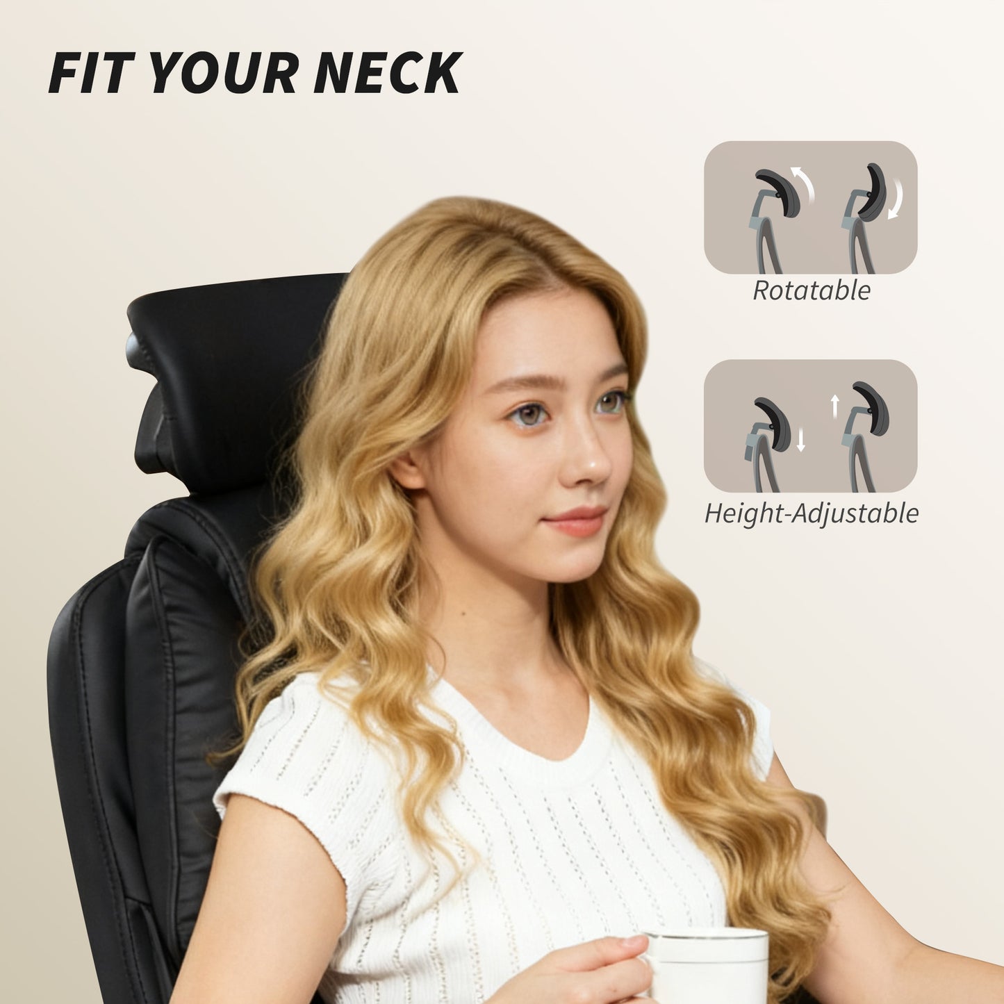 HOMCOM Executive Reclining Office Chair: Pet-Friendly Fabric, Headrest, Footrest, Swivel