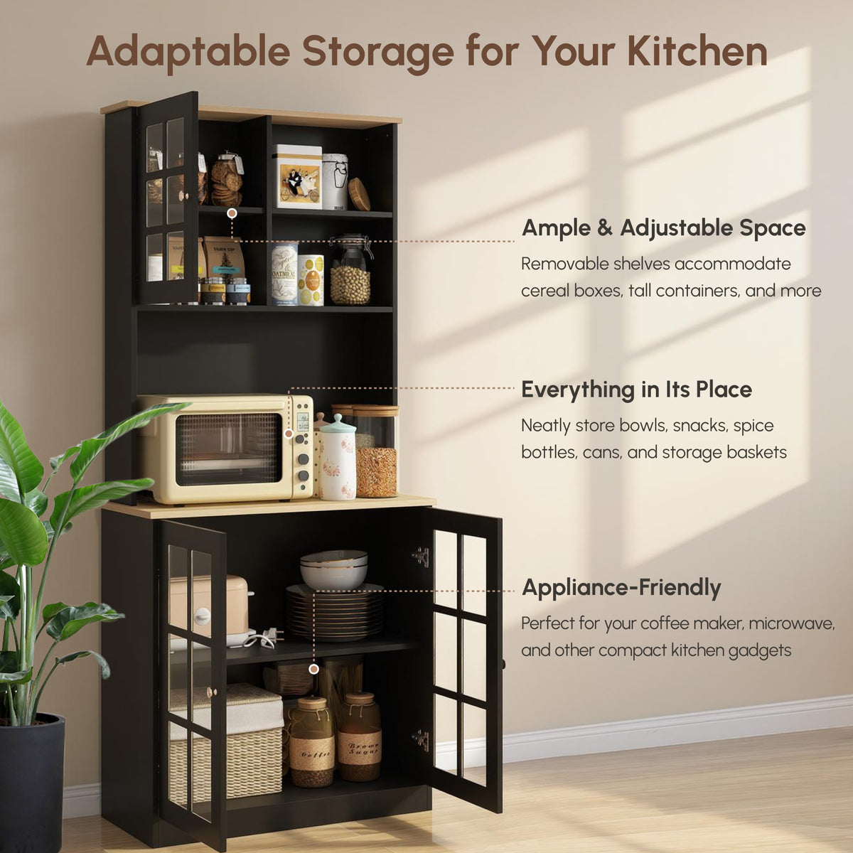 Kitchen Buffet with Hutch – 32"W x 72"H