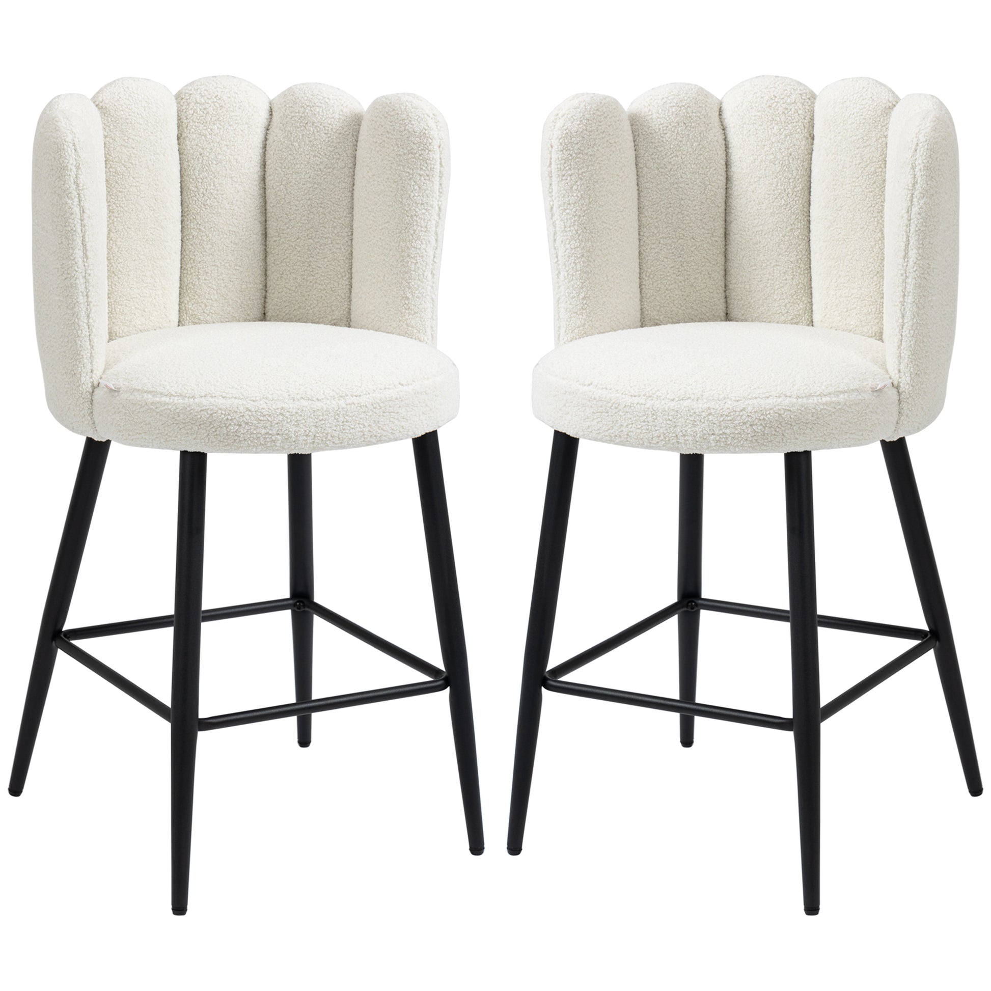 Luxurious Cream Faux Cashmere Counter Height Bar Stools Set of 2