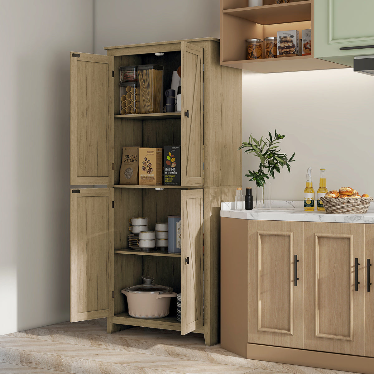 Kitchen Pantry Cabinet with Doors and Shelves – 32"W x 72"H