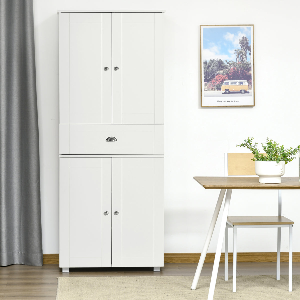 Modern Kitchen Pantry Storage Cabinet with 4 Doors and 3 Adjustable Shelves – 29"W x 73"H