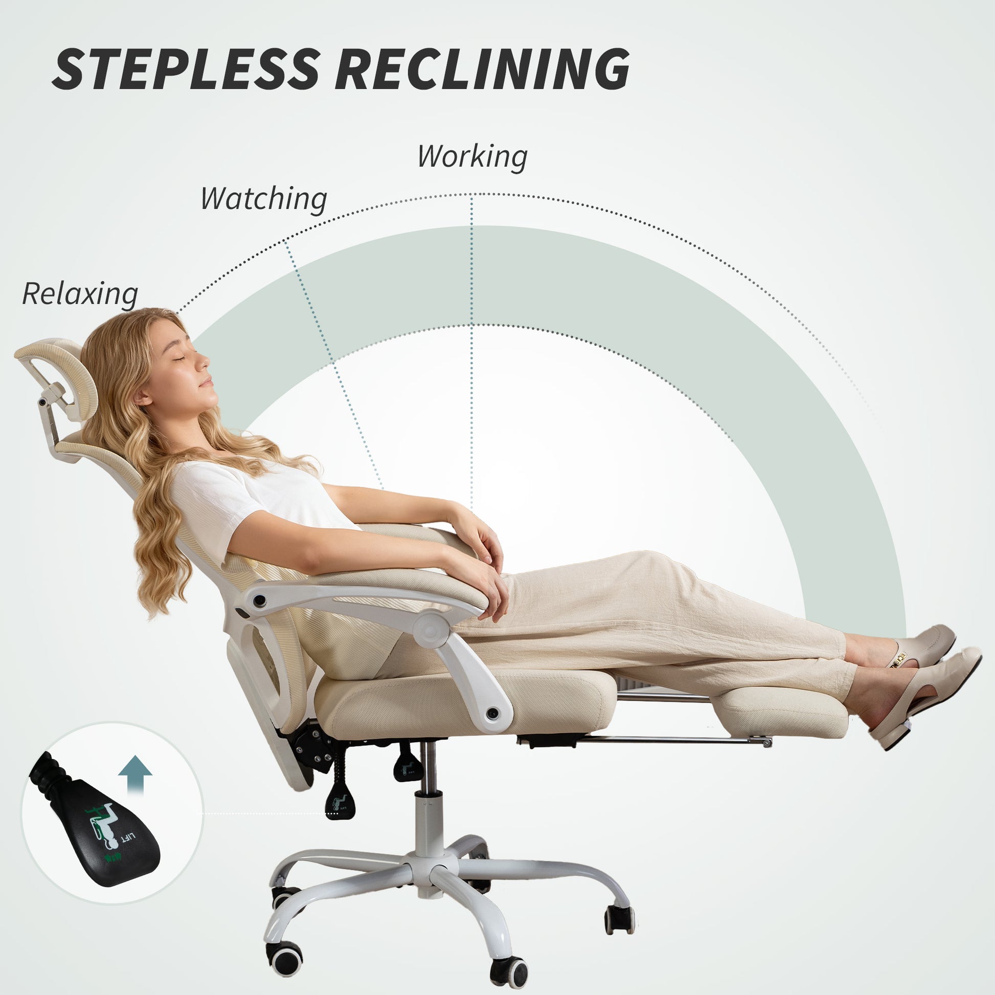 HOMCOM Ergonomic Mesh Office Chair: Reclining, Adjustable Lumbar Support, Headrest, Footrest