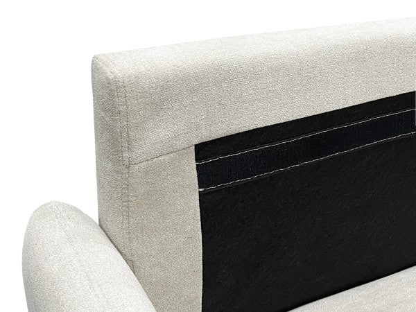 Modern Elegant Beige 3-Seater Sofa, Slim Arms, Splayed Legs