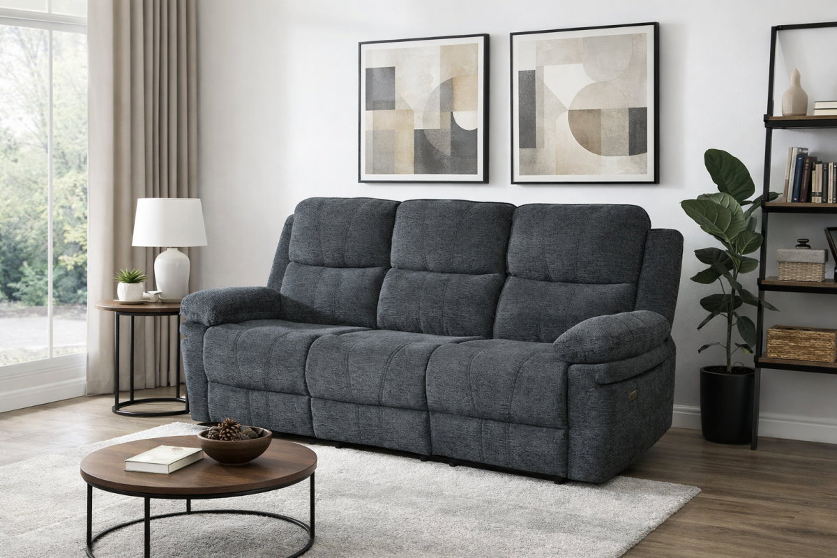 Upholstered Power Recliner Sofa