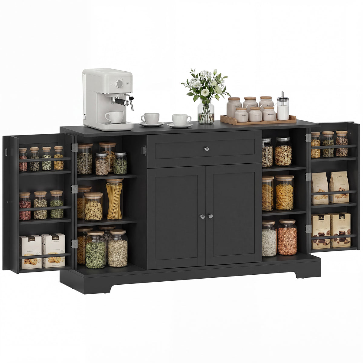 Modern Kitchen Storage Cabinet with Drawer – 55"W x 31"H