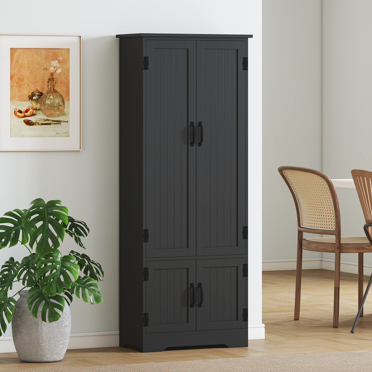 4-Door Pantry Storage Cabinet with Adjustable Shelves – 24"W x 60"H