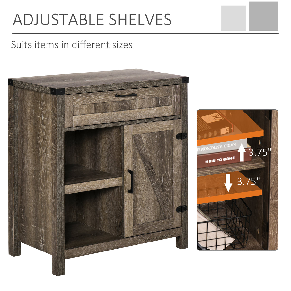 Farmhouse Sideboard with Barn Doors – 30"W x 33"H