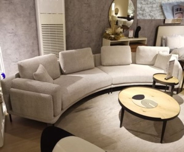 Antonio Beige Curved Sofa: Modern Polyester Fabric, High-Resilience Foam Seating