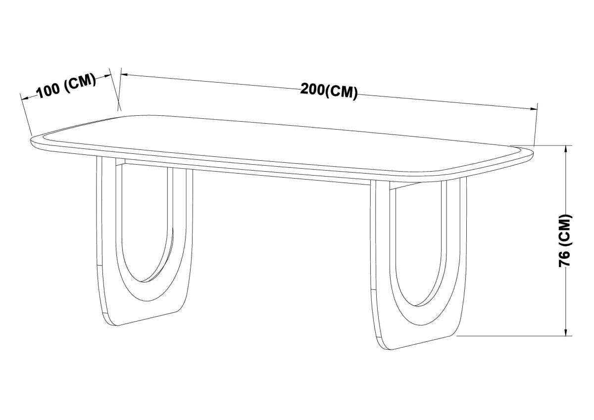 Curved Solid Wood Dining Table – Dark Walnut