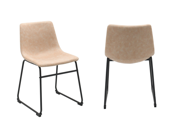 Dining Chair Set of 2 Vintage Beige
