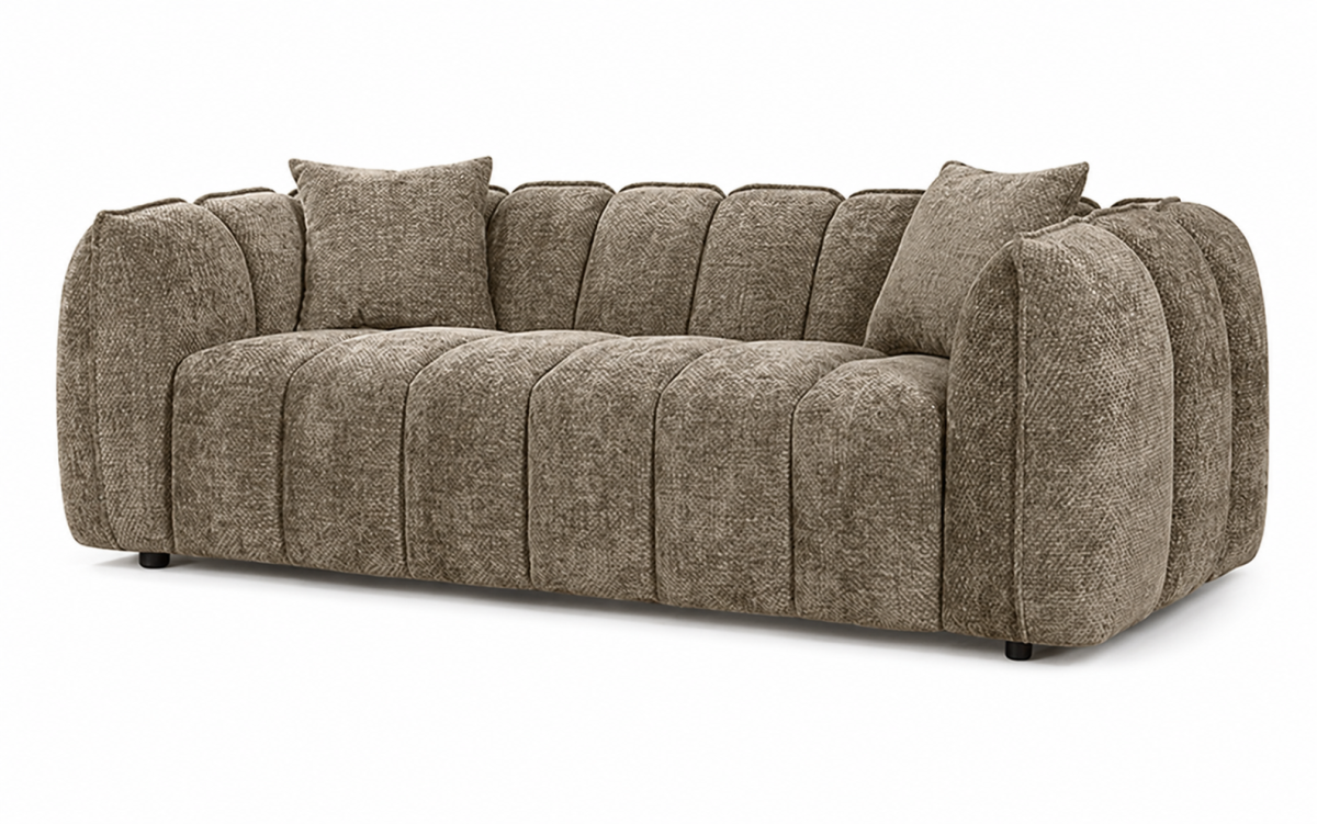 Channel-Tufted Sofa – Taupe