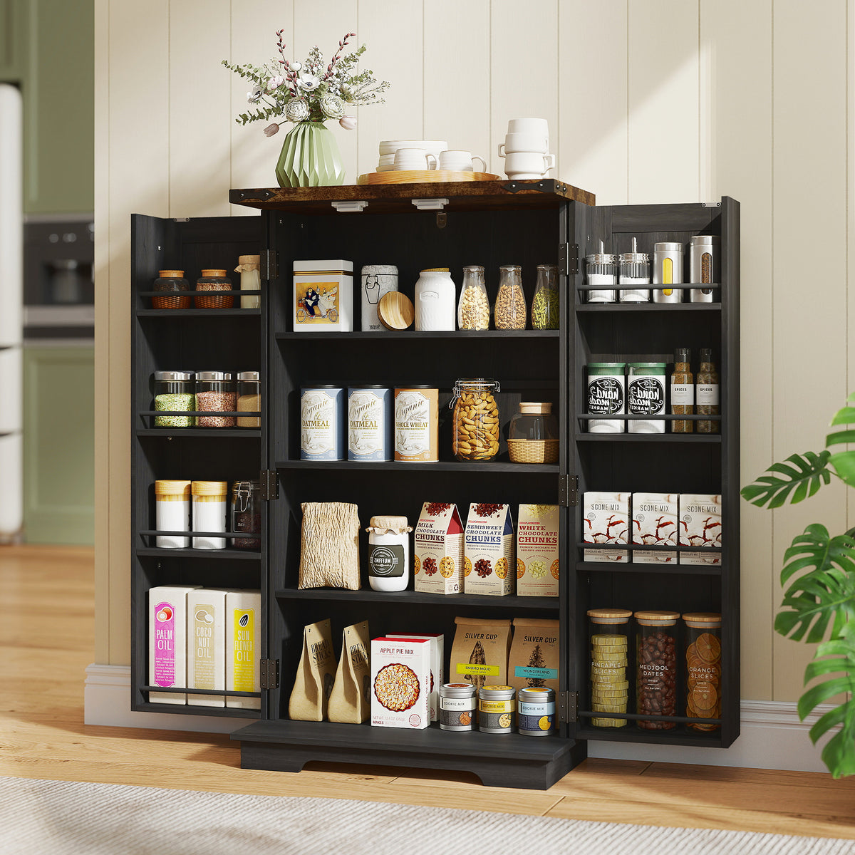 Kitchen Pantry Cabinet with Doors and Adjustable Shelves – 24"W x 41"H