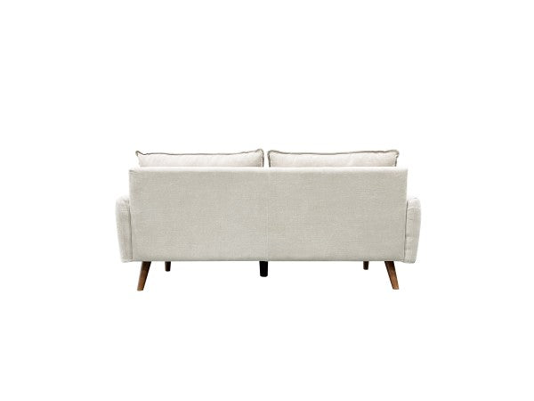 Modern Elegant Beige 3-Seater Sofa, Slim Arms, Splayed Legs
