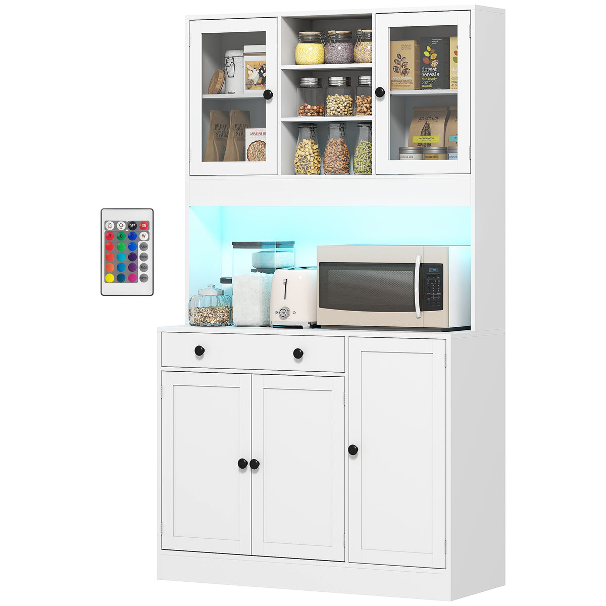 Tall Kitchen Pantry with LED Light – 41"W x 71"H