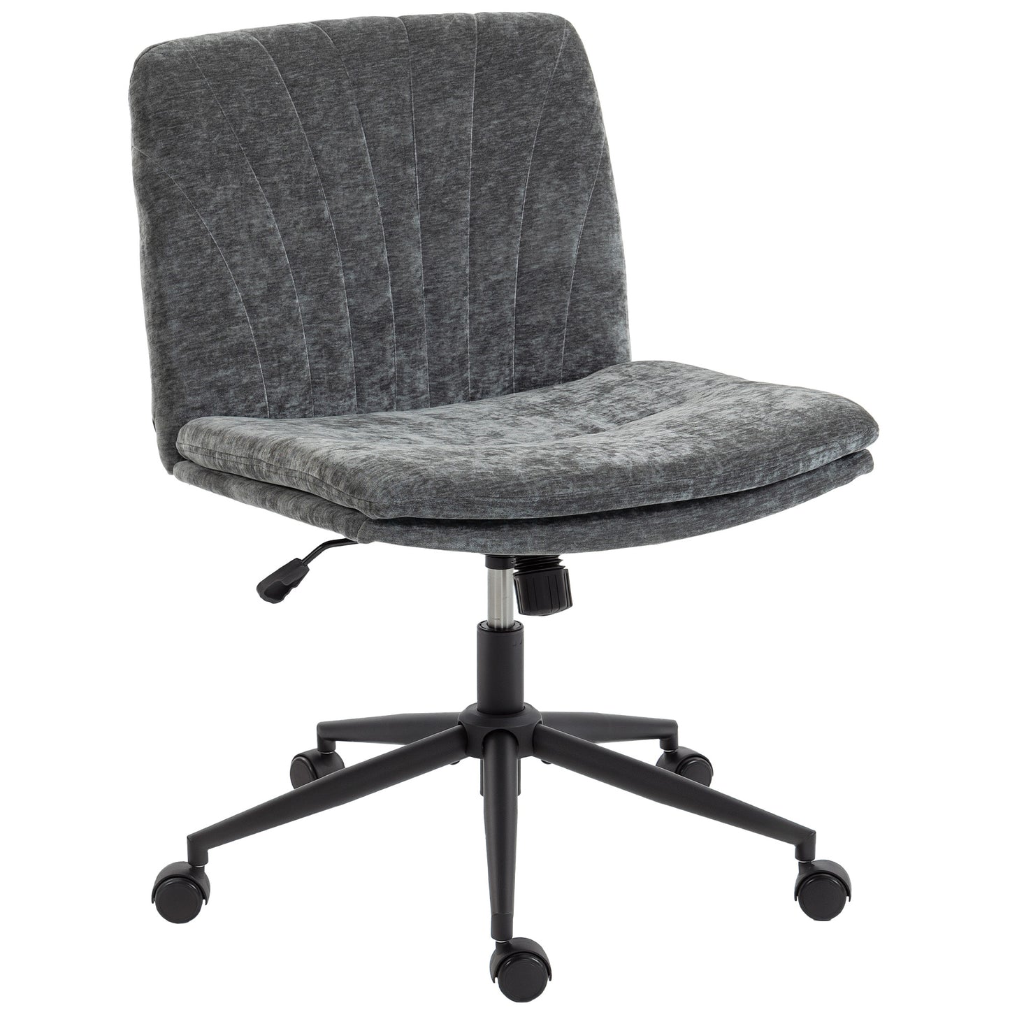 HOMCOM Wide Armless Criss Cross Office Chair, Adjustable Height, Tilting, Grey