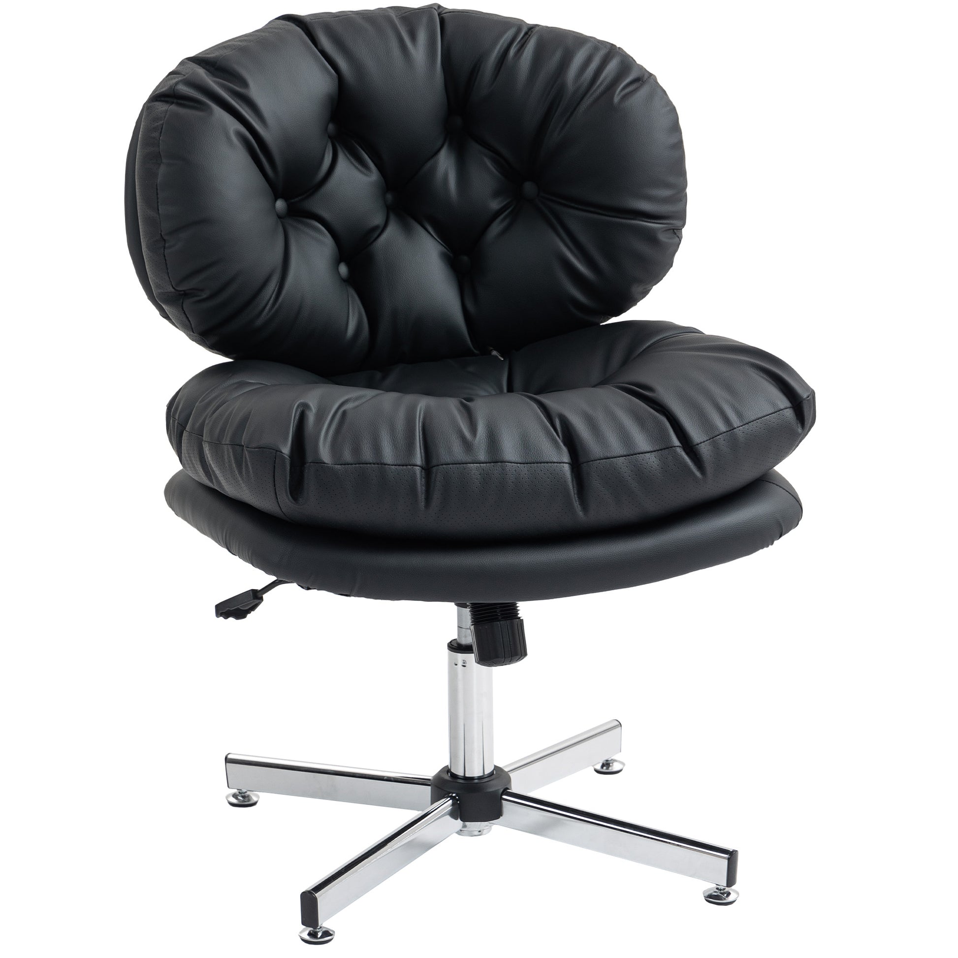 HOMCOM Armless Computer Desk Chair, Wide Padded Seat, Adjustable Height, Black Office Task Chair