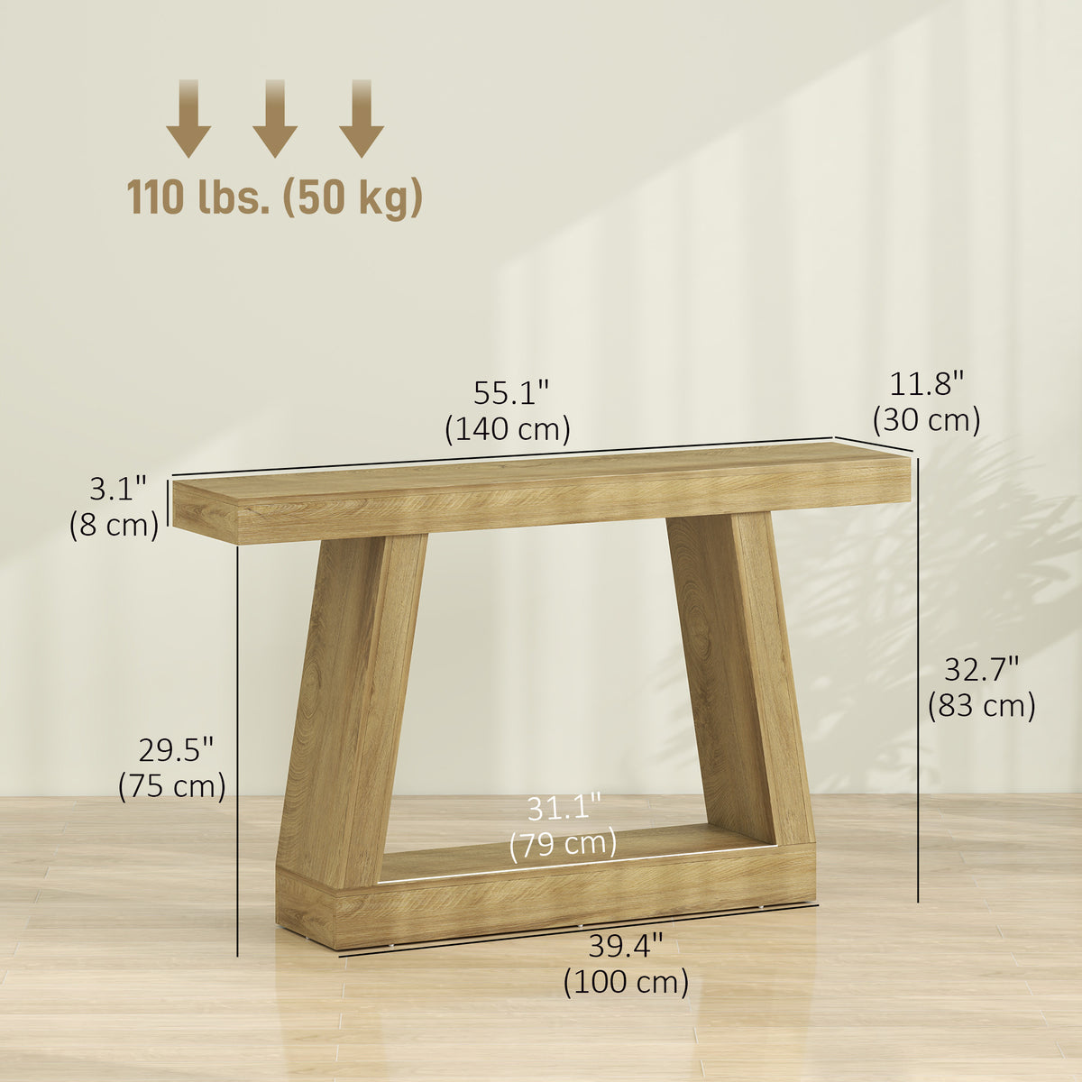 55" Farmhouse 2-Tier Console Table