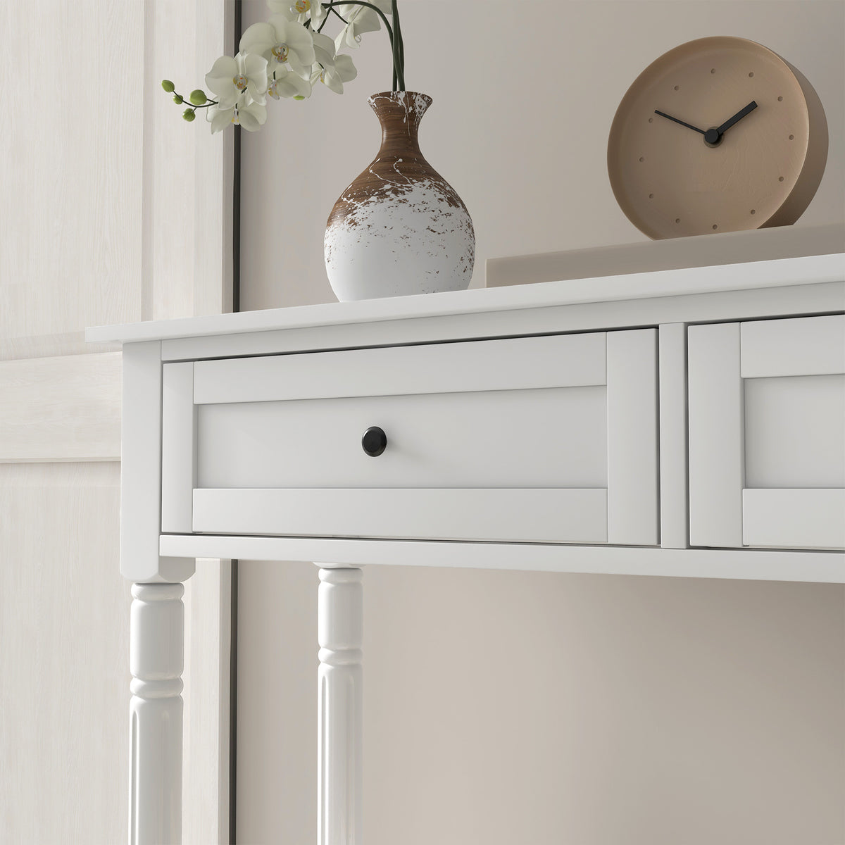 Hallway Console Table with 2 Drawers, White