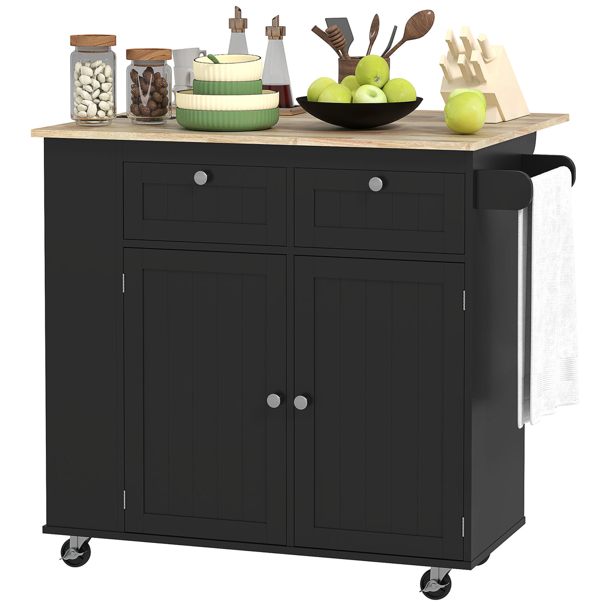 Kitchen Island with Power Outlet and Drop Leaf – 40"W x 33"H