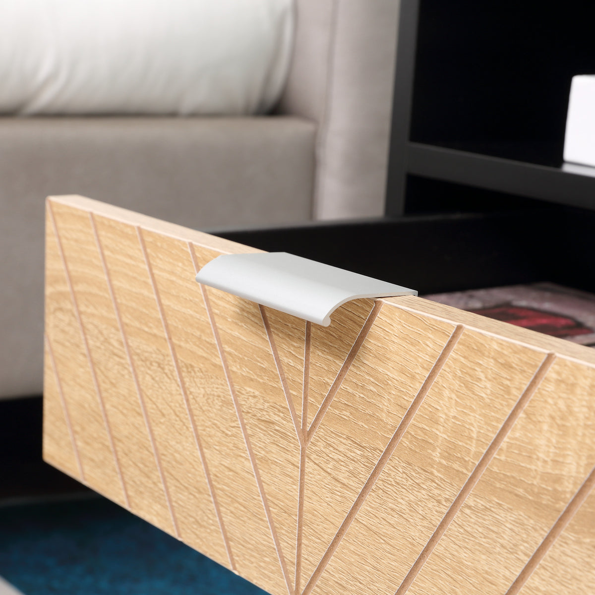 Two-Tone Bedside Table with Drawer and Shelf – 18"W x 19"H
