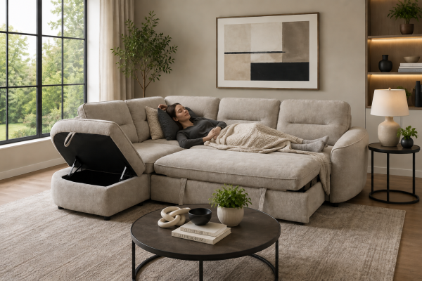 LHF SECTIONAL SLEEPER - BEIGE