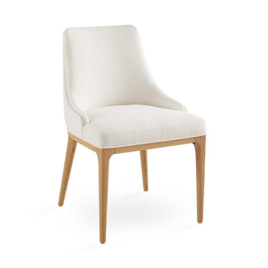 Wingback Upholstered Dining Chair, Wood Legs