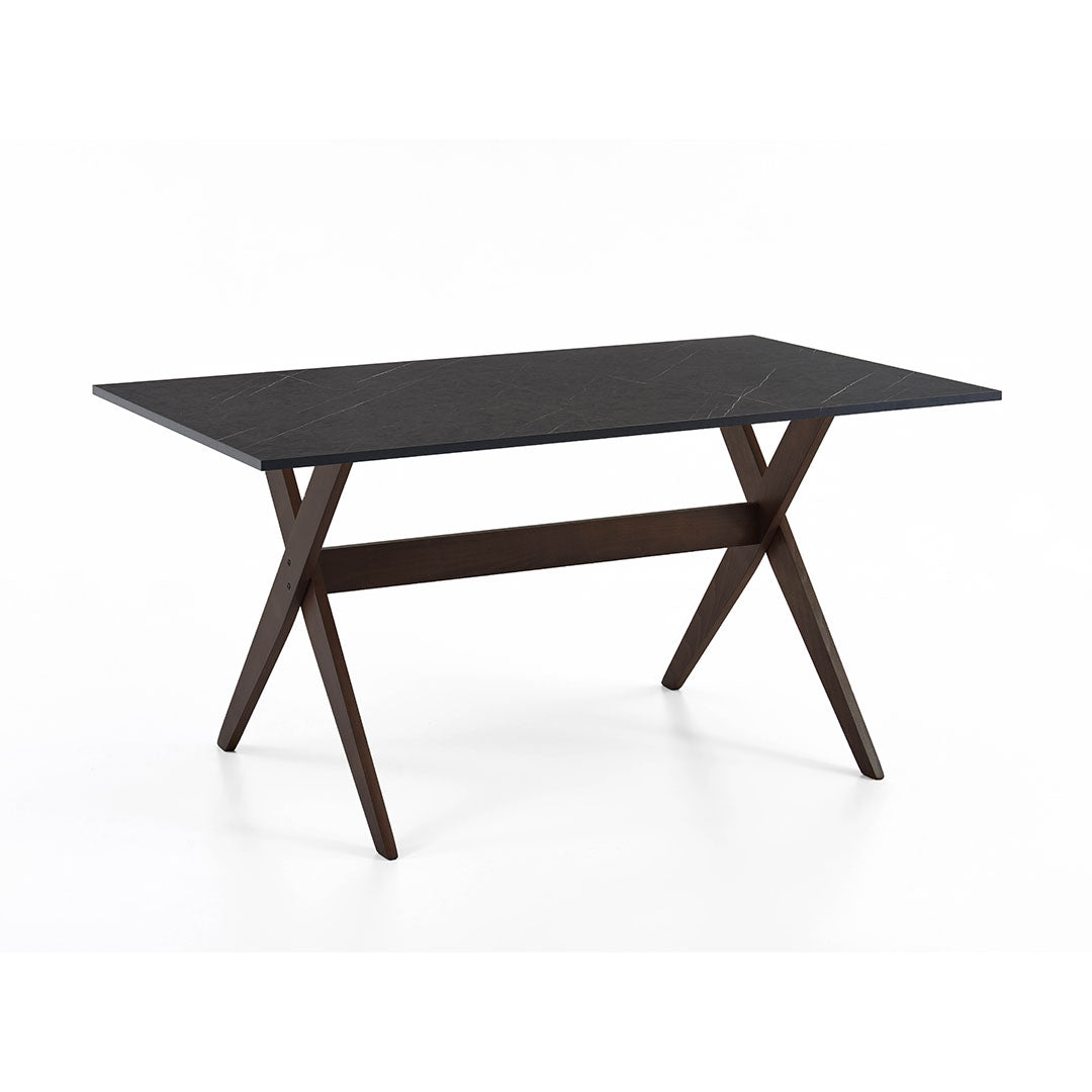 Black Top Dining Set, Wood Legs