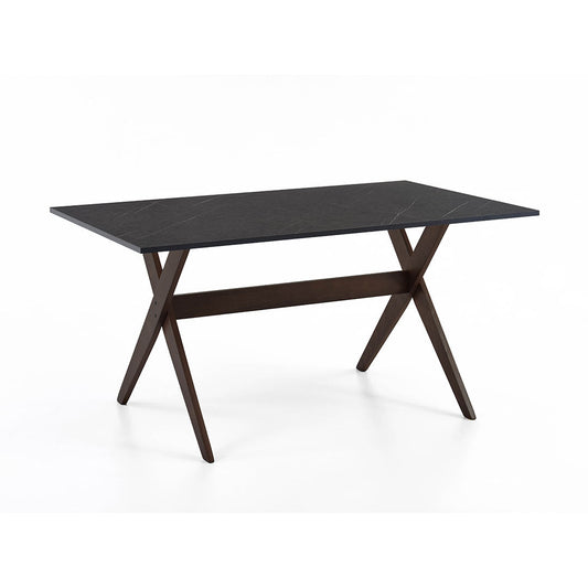 Black Top Dining Set, Wood Legs