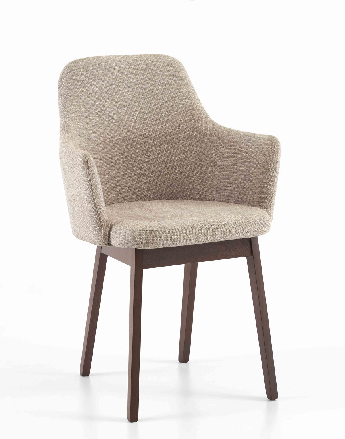 Upholstered Dining Armchair, Wood Legs