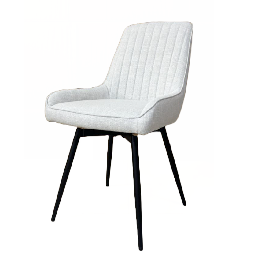 Swivel Upholstered Dining Chair, Black Legs