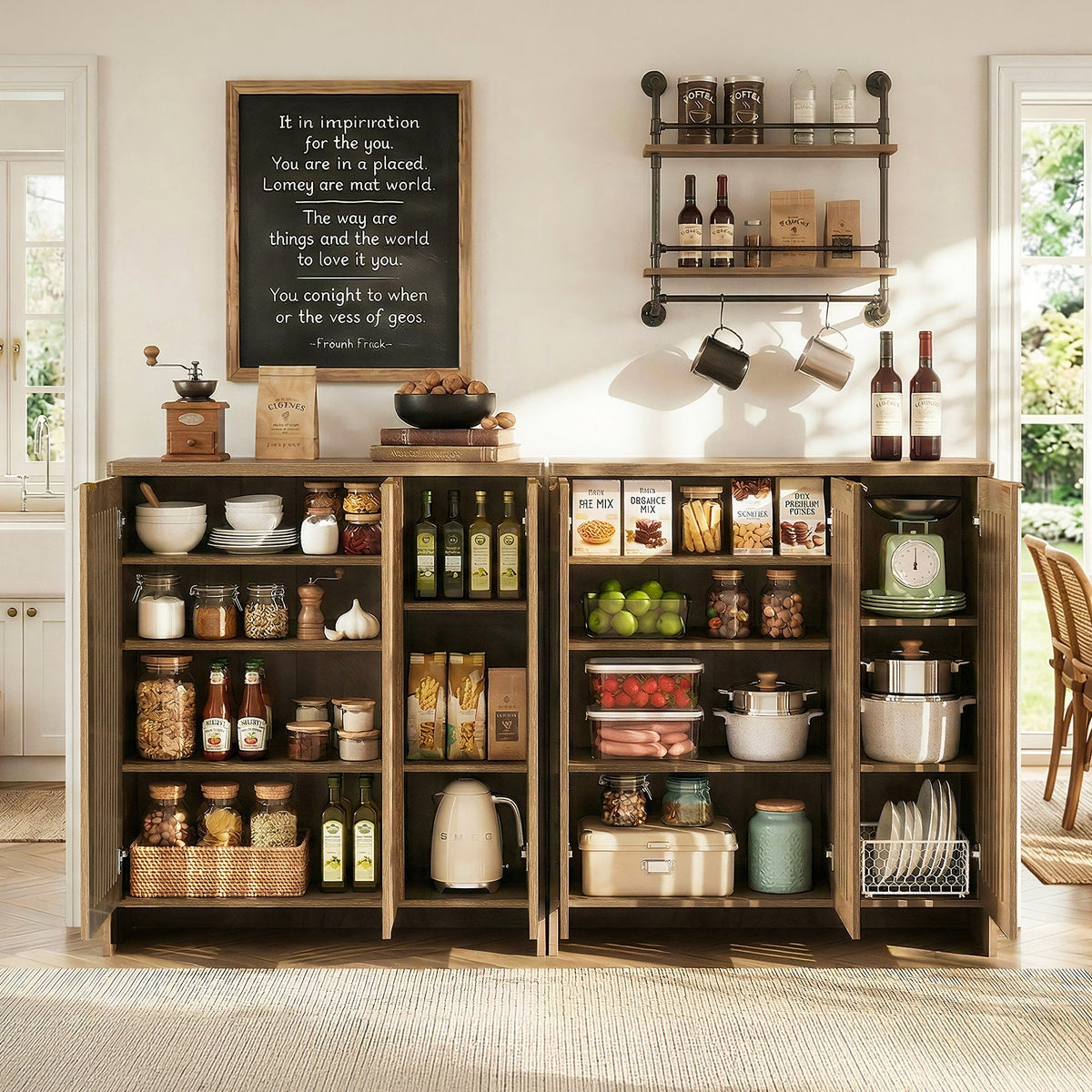 47" Buffet Cabinet with Storage, Sideboard Cabinet with Adjustable Shelves for Dining Room