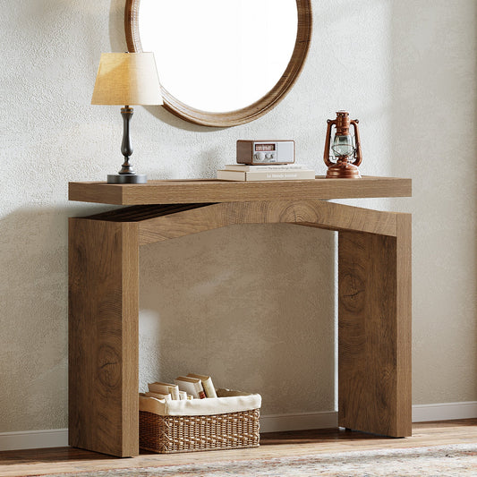 39.4" Farmhouse Console Table, Narrow Entryway Sofa Table with Hollow Design for Hallway