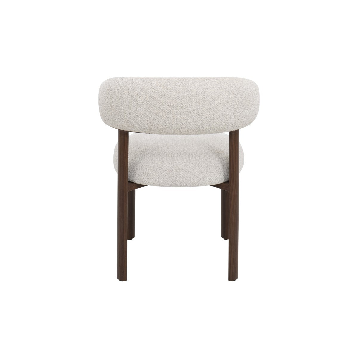 Curved Boucle Dining Chair, Set of 2 – Walnut/Beige