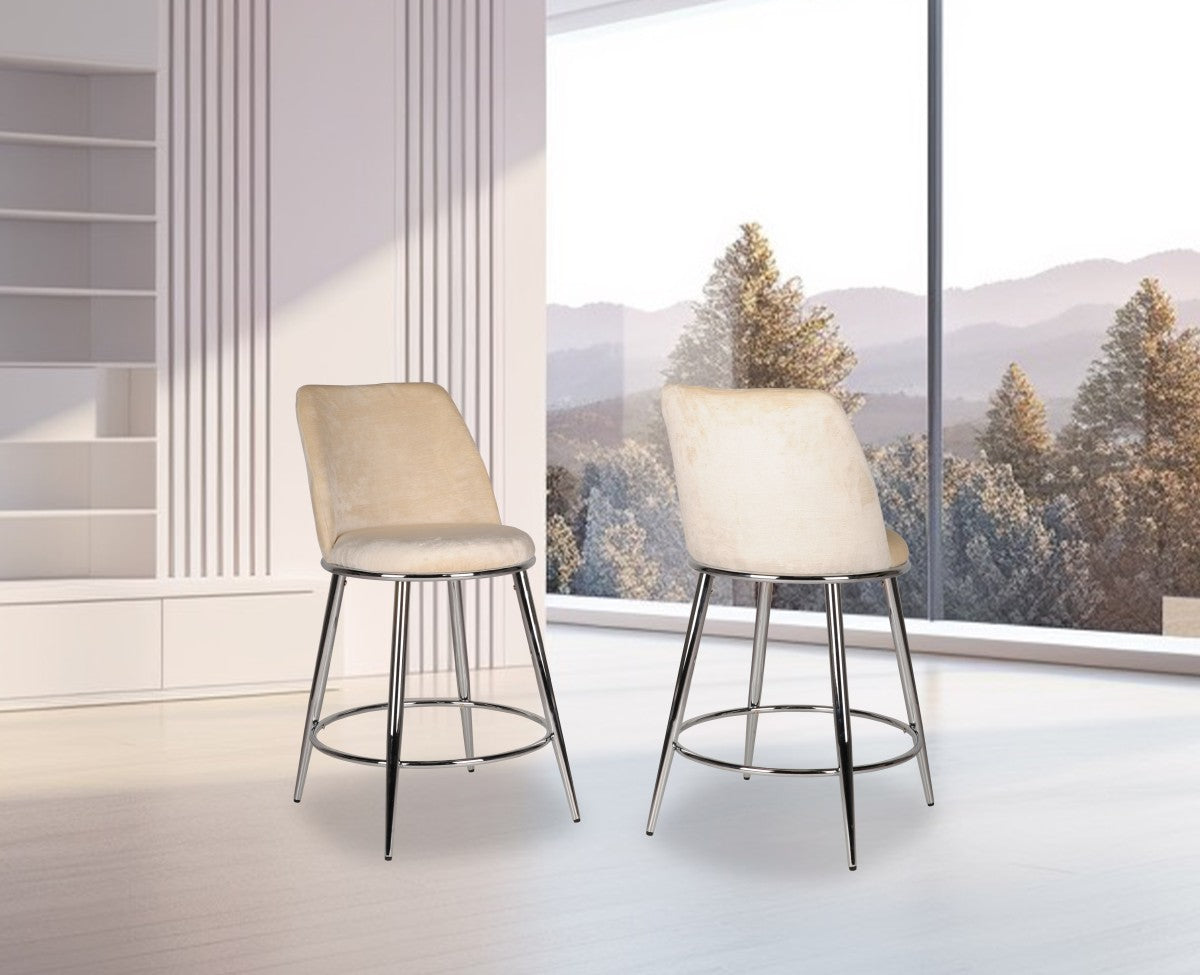 Curved Counter Stool, Set of 2 – Beige