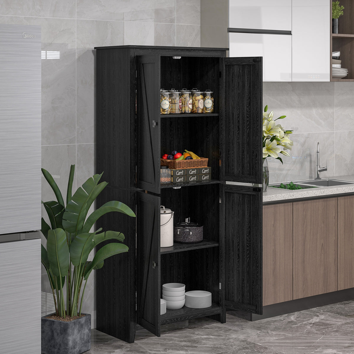 Kitchen Pantry Cabinet with Doors and Shelves – 32"W x 72"H