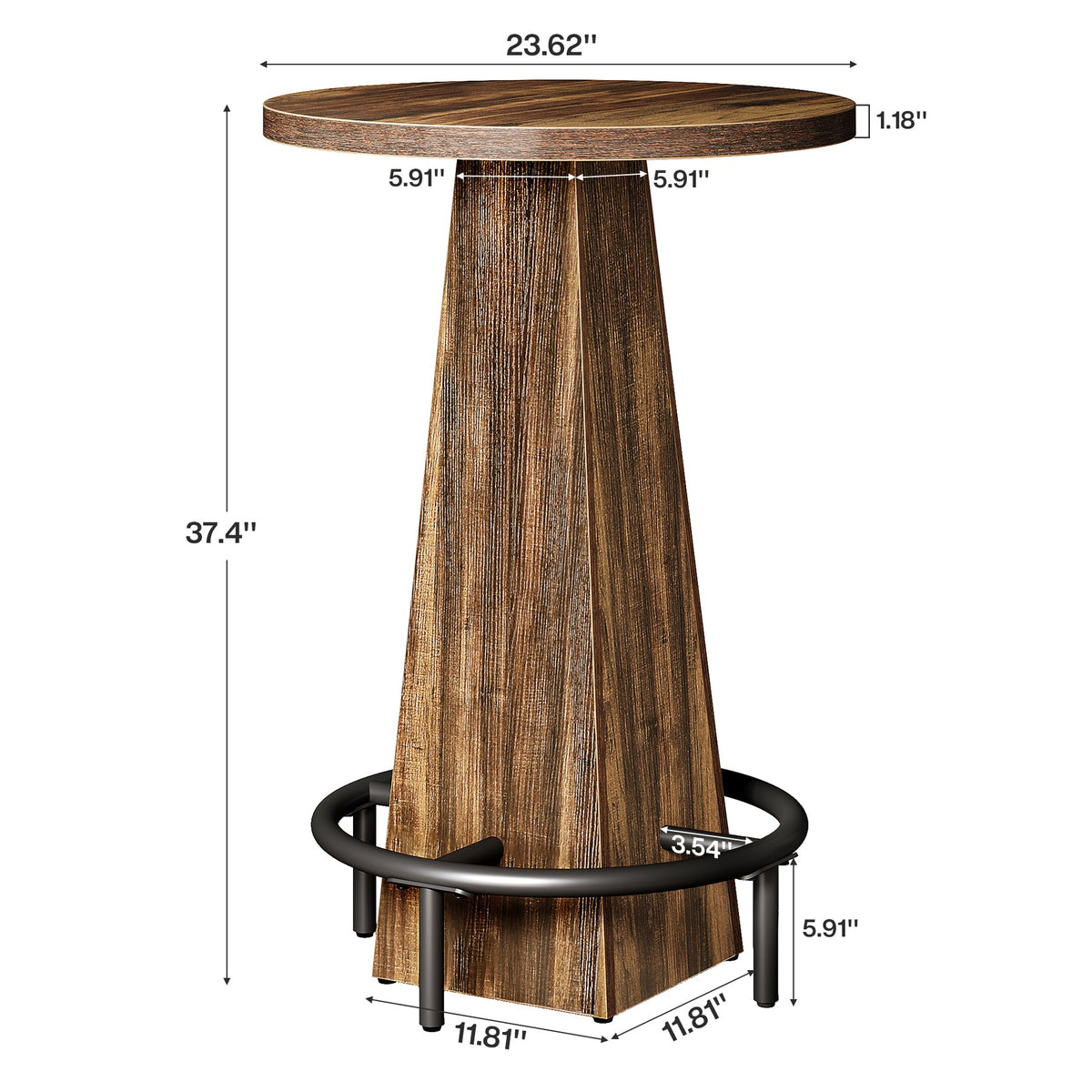 Round Bar Table, 37.4" High Pub Table for Dining Room (Only Table)