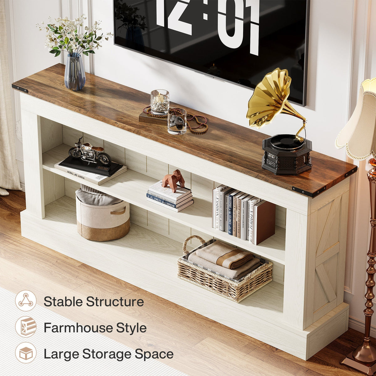63" TV Stand, Modern Entertainment Center Media Console For 75" TV