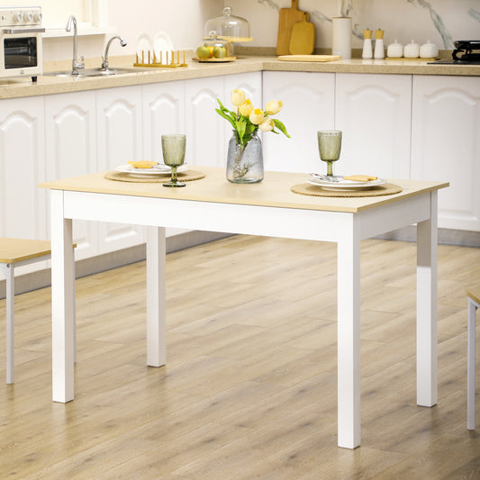 47" Scandinavian Kitchen Table for 4-6 with Oak Top and White Legs
