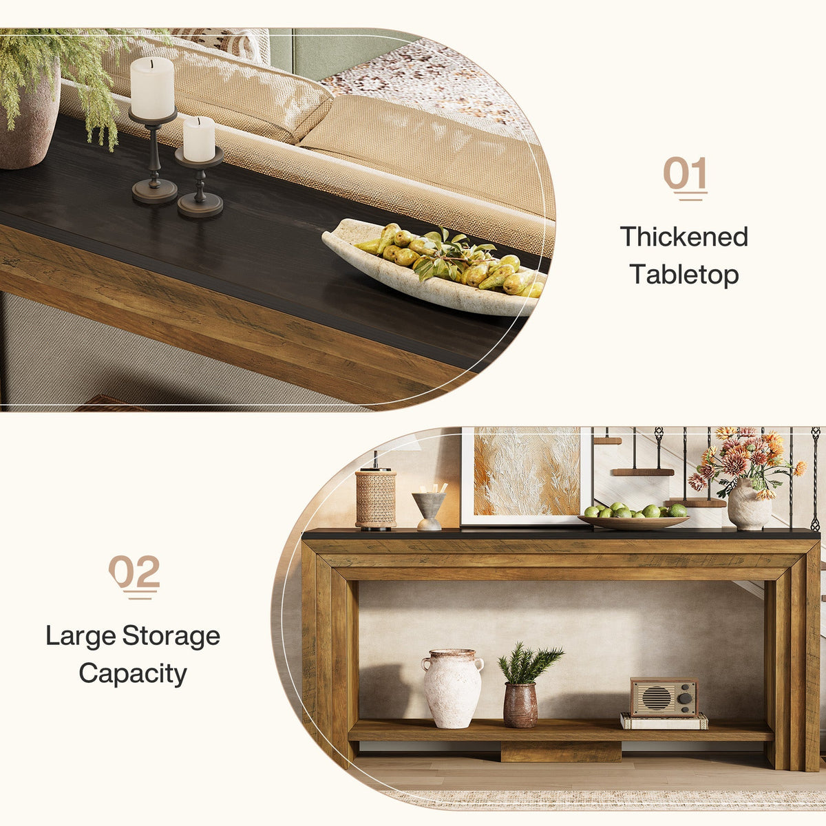 70.9" Console Table, 2-Tier Narrow Entryway Sofa Table with Storage