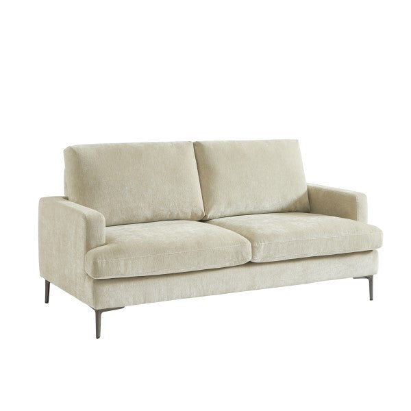 Brassex Beige Three‑Seater Sofa Solid Eucalyptus Frame