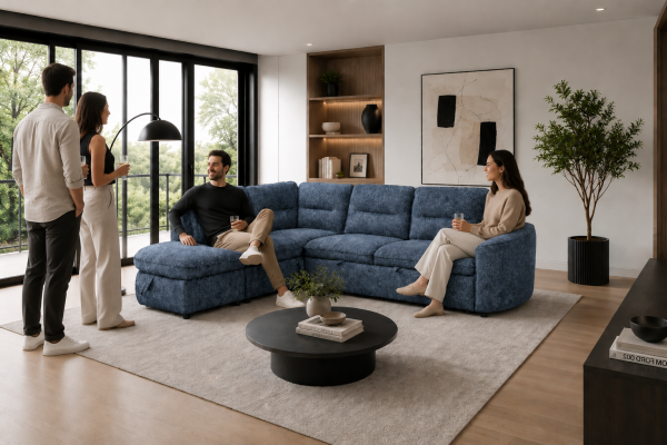 LHF Sectional Sleeper Blue