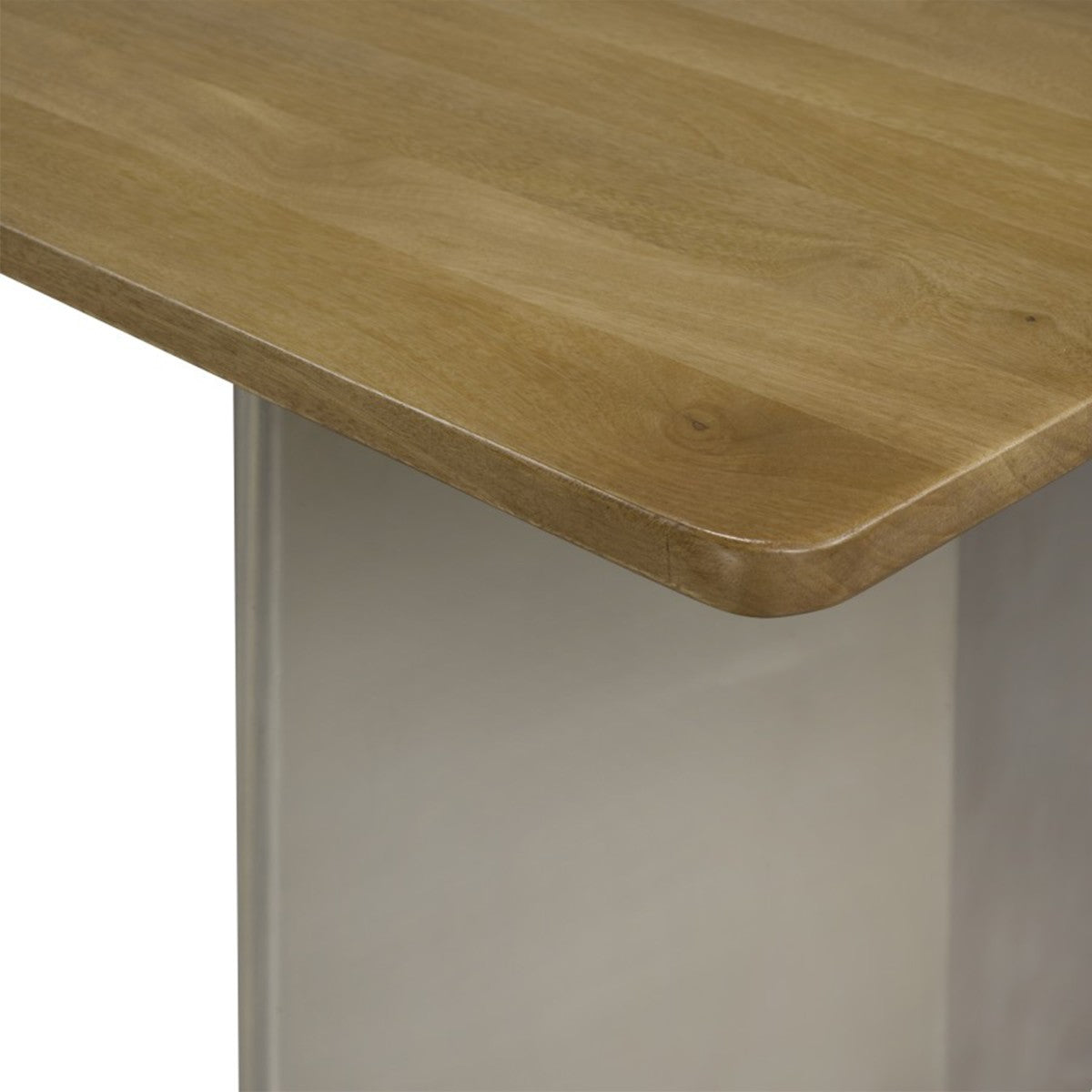 Industrial Mango Wood Dining Table – Oak/Matte Chrome
